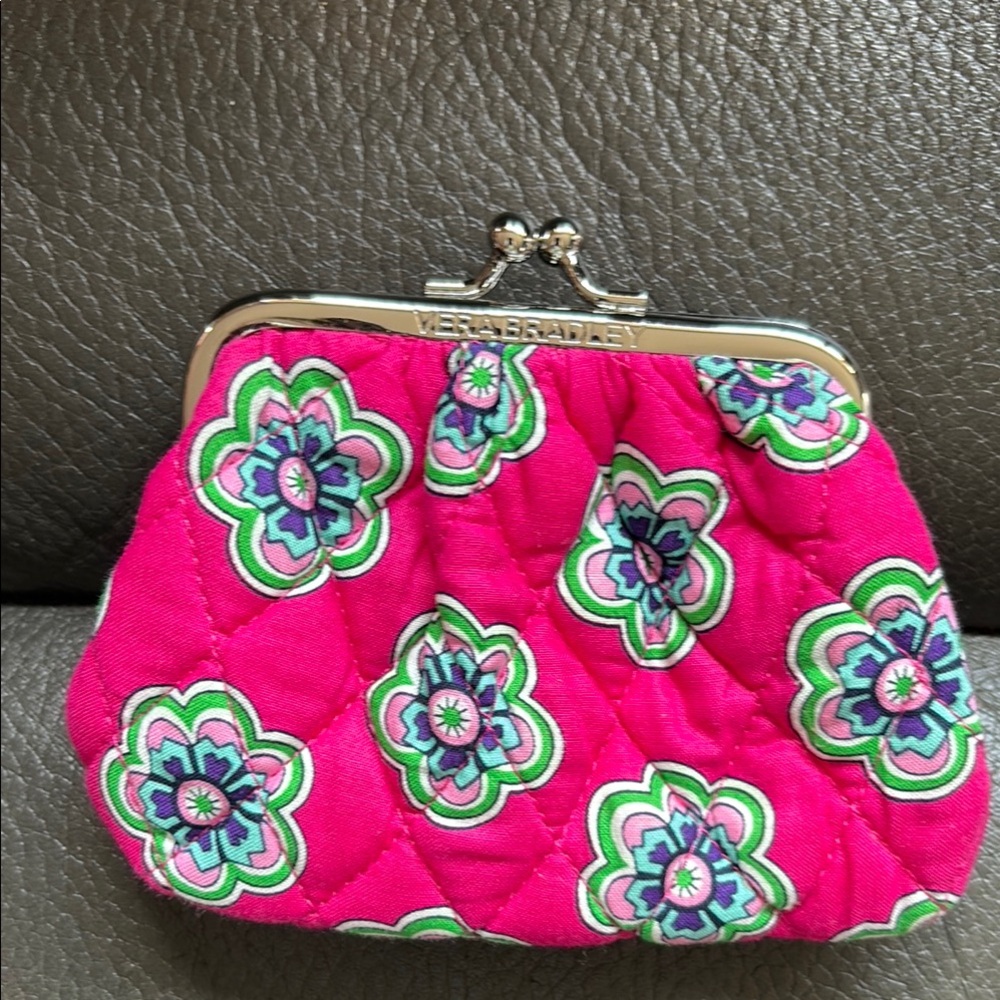 Vera Bradley Pink swirl flowers coin case